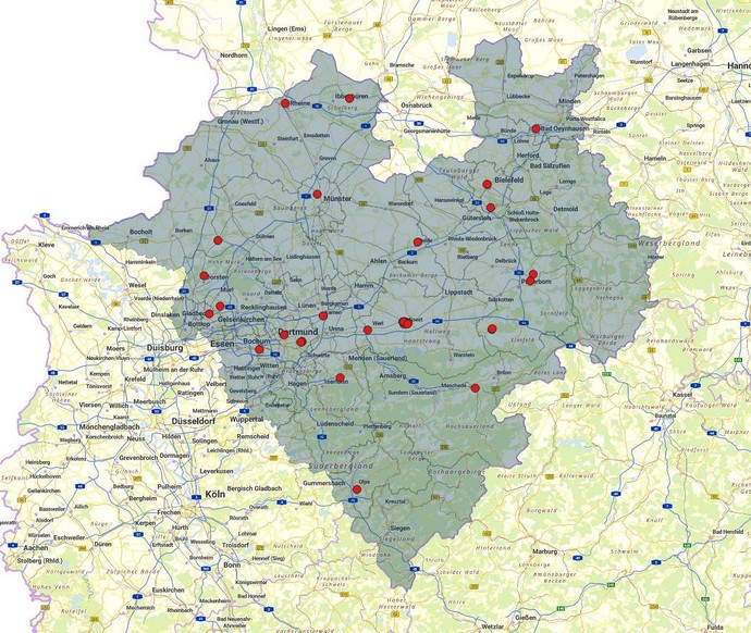 Standorte der LWL-Förderschulen (Karte)
