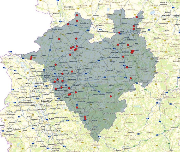 Übersichtskarte der LWL-Museen