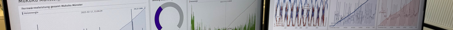Das Bild zeigt zwei Monitore mit Energiedaten