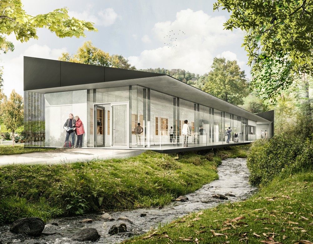 Hagen, Freilichtmuseum - Visualisierung geplantes Eingangsgebäude.
Bild: VIR.works - Göbel Fuchte GbR - 2019